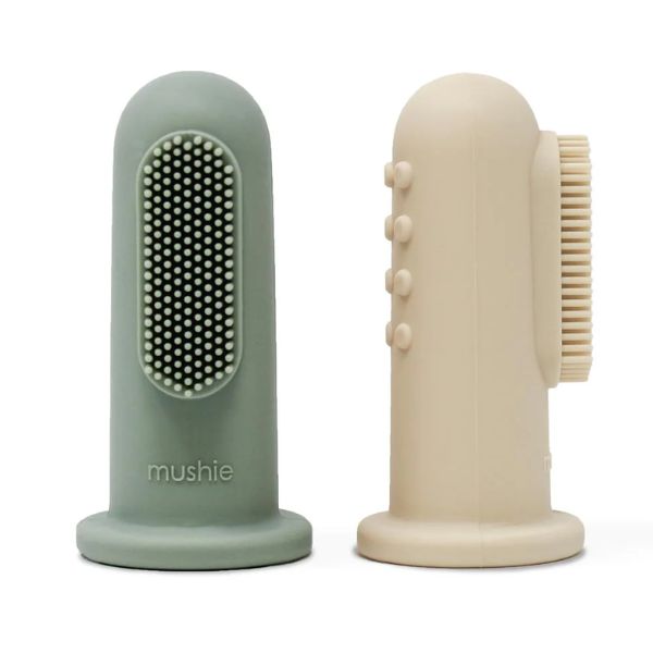 Mushie Finger Toothbrush SHIFTING SAND/CAMBRIDGE BLUE