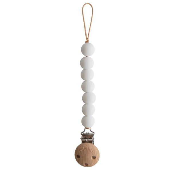 Mushie Pacifier Clip Halo WHITE