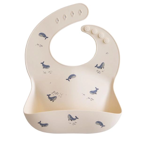 Mushie Silicone Bib WHALES