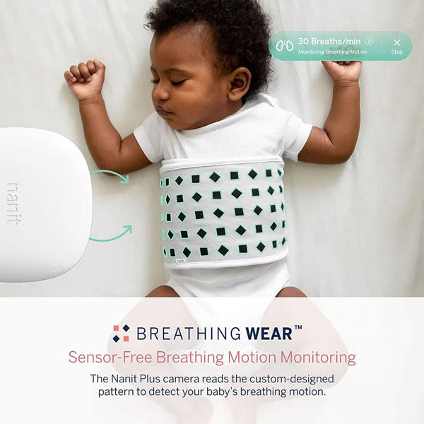 Nanit Pro Baby Monitor & Wall Mount Black + Multi Stand White + Breathing Wear Band Small