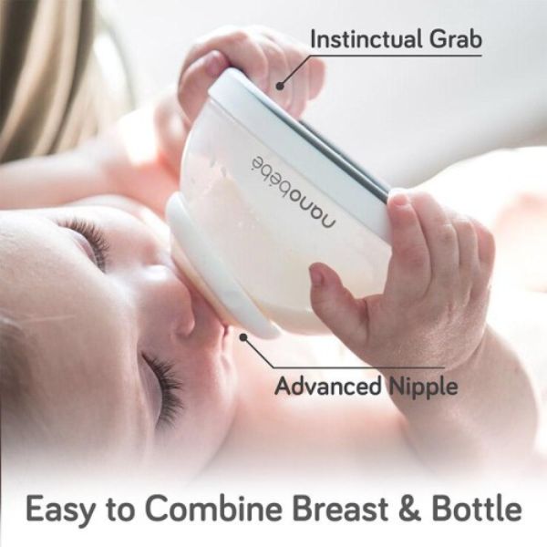 Nanobebe Breastmilk Bottles Grey 3pk