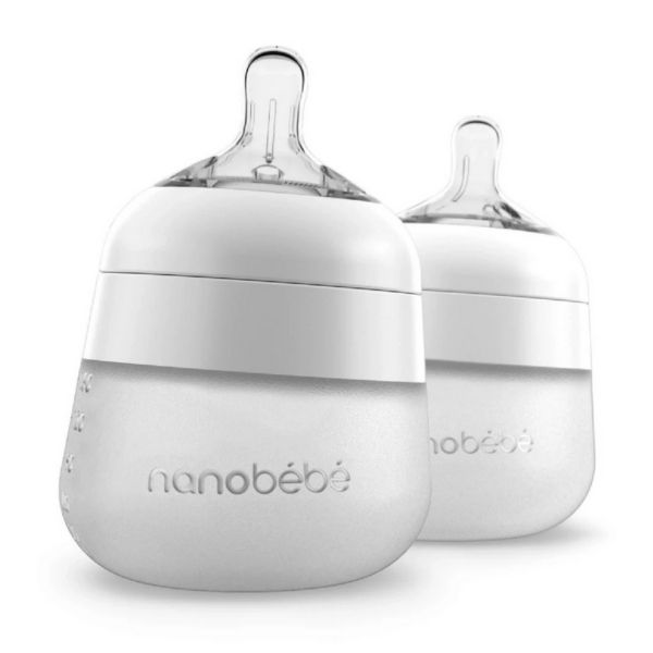 Nanobebe Flexy Silicone Bottles 150ml White 2pk