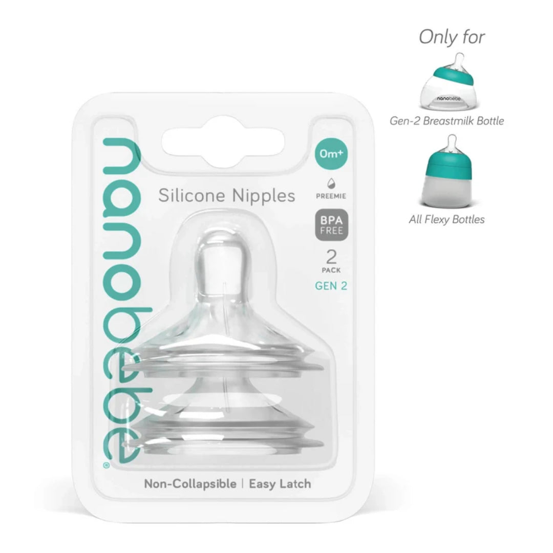 Nanobebe Silicone Teats Premmie & Newborn Gen 2 2pk