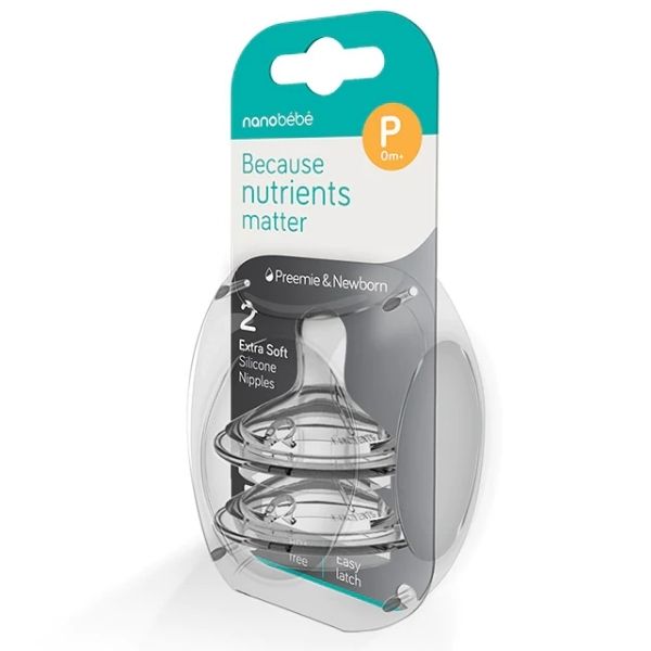 Nanobebe Silicone Teats Premmie & Newborn 2pk