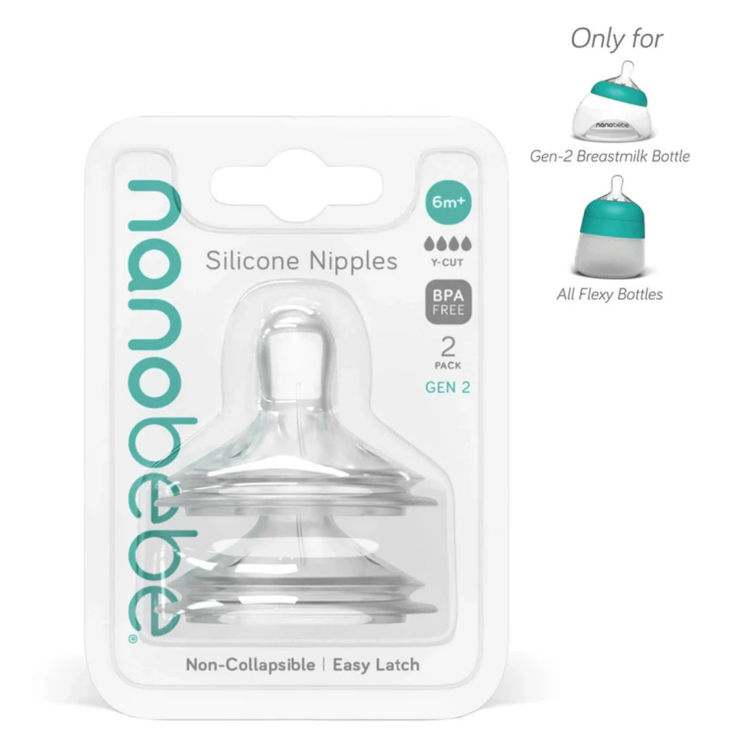 Nanobebe Silicone Teats Y-Cut Gen 2 2pk