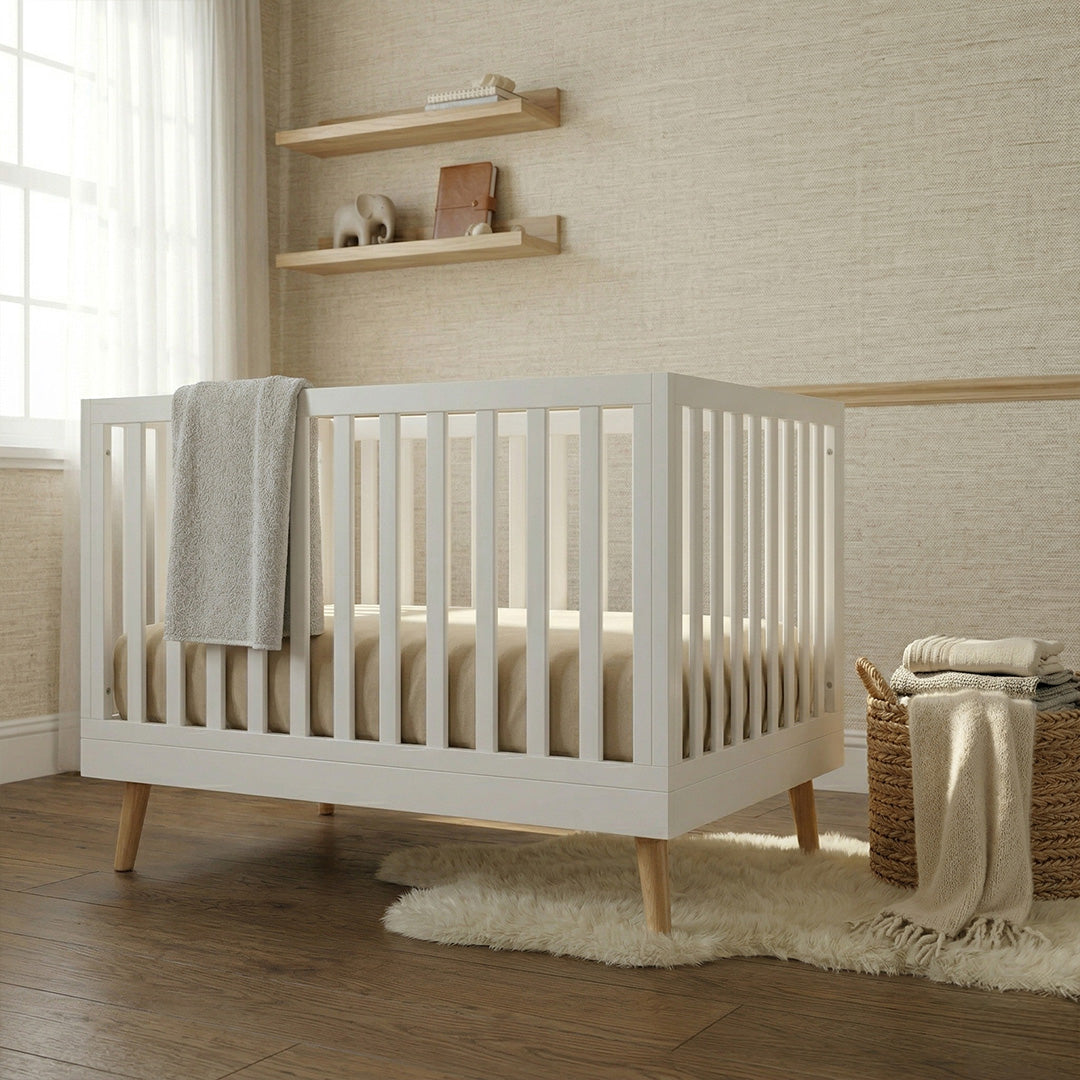 Eldita Kent Cot V2 White/White with Natural Legs Upgrade