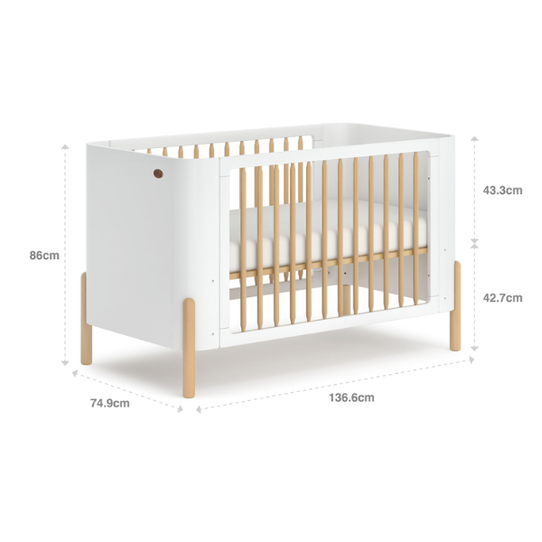 Boori Nova Cot Bed Barley White /Beech + Nova Cot Bed Pocket Spring Mattress