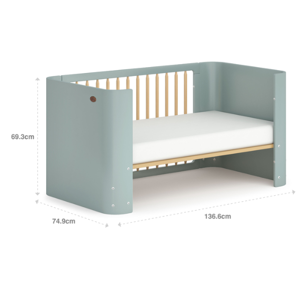 Boori Nova Cot Bed Blueberry Beech + Nova Cot Bed Pocket Spring Mattress