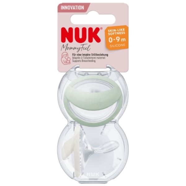 NUK MommyFeel Soothers 0-9 Months Mint/Off White 2pk