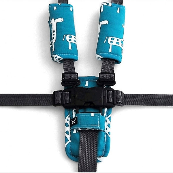 OutlookBaby 3pc Harness Cover Set - Teal Giraffe