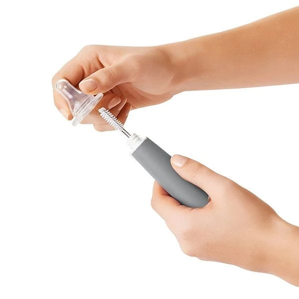 OXO TOT Bottle Brush with Detail Cleaner & Stand Grey