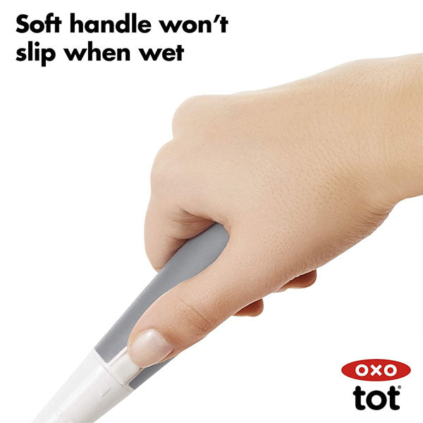 OXO TOT Bottle Brush with Detail Cleaner & Stand Grey