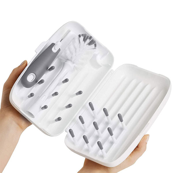 OXO TOT On The Go Drying Rack & Bottle Brush Grey