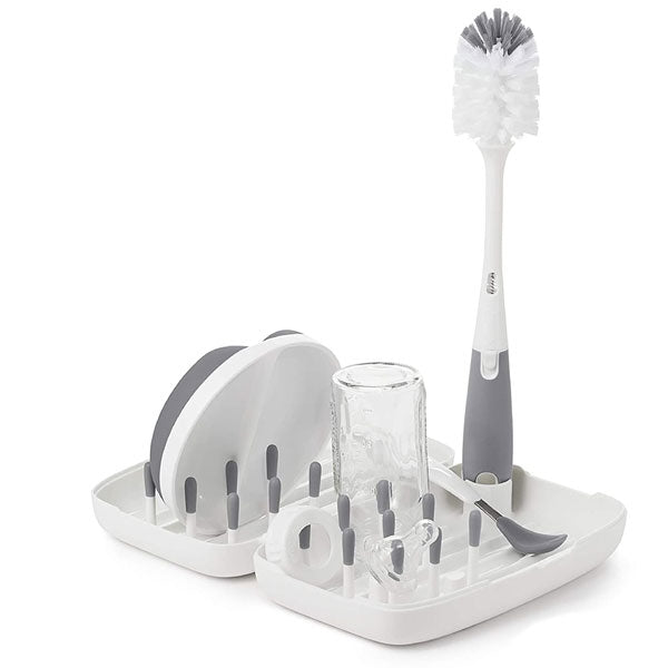 OXO TOT On The Go Drying Rack & Bottle Brush Grey