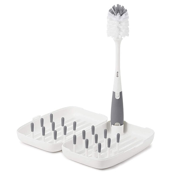 OXO TOT On The Go Drying Rack & Bottle Brush Grey