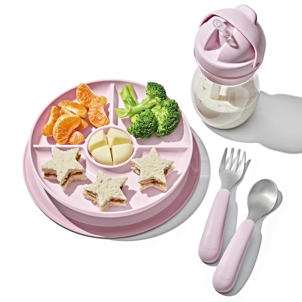 OXO TOT Stick & Stay Suction Divided Plate Blossom