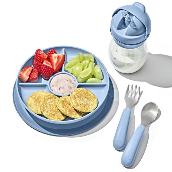 OXO TOT Stick & Stay Suction Divided Plate Dusk