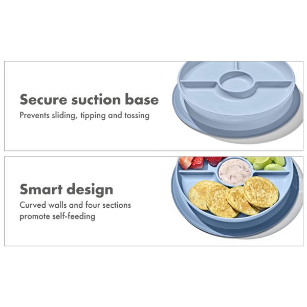OXO TOT Stick & Stay Suction Divided Plate Dusk