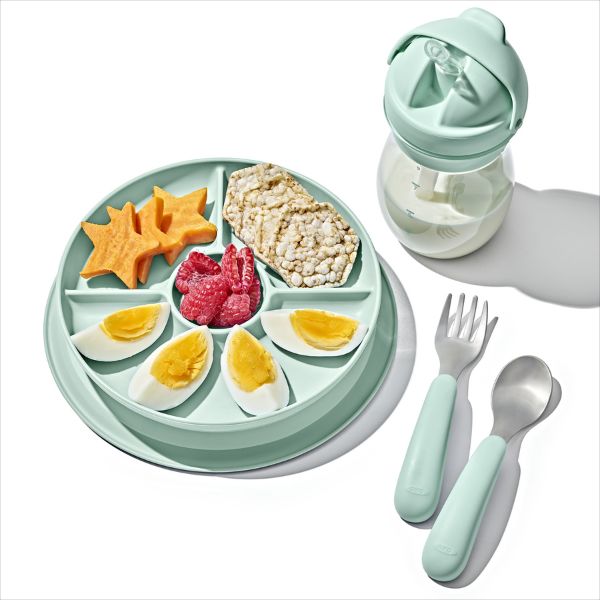 OXO TOT Stick & Stay Suction Divided Plate Opal