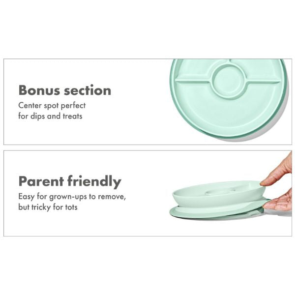 OXO TOT Stick & Stay Suction Divided Plate Opal