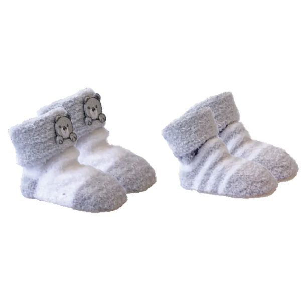 Playette Chenille Bootie Socks 2pk Grey
