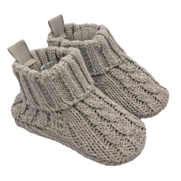 Playette Cable Knitted Booties Grey 0-6M