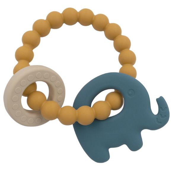 Playground Silicone Elephant Teether Steel Blue