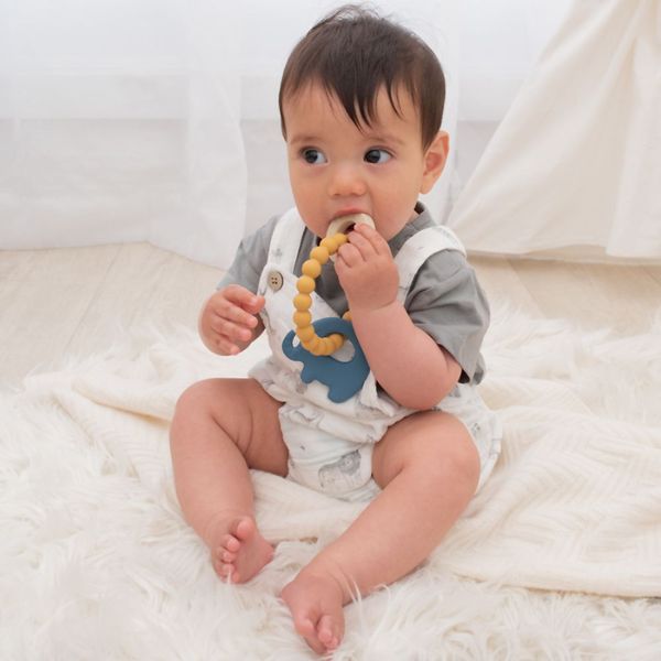 Playground Silicone Elephant Teether Steel Blue