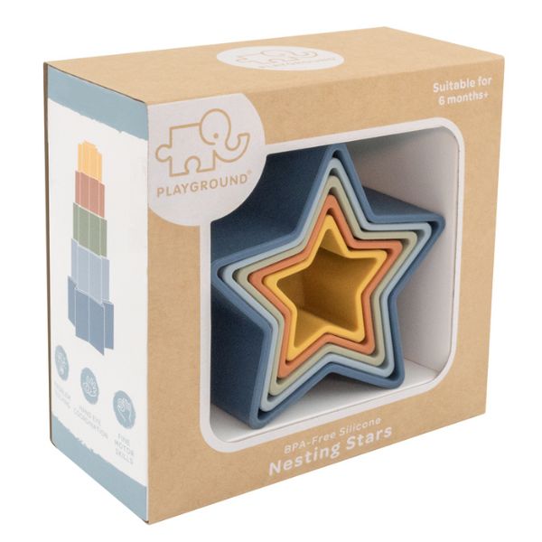 Playground Silicone Nesting Stars Multi Blue