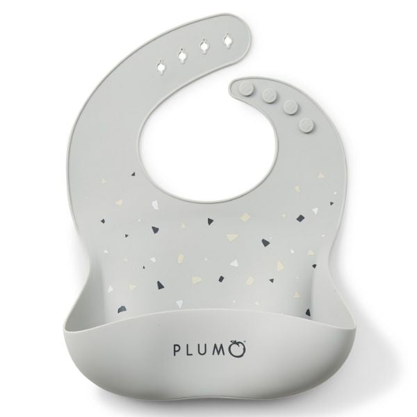 PLUM Silicone Bibs and Spoon Set 3pc Ash/Sand