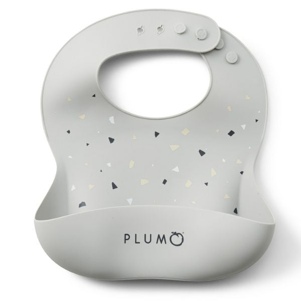 PLUM Silicone Bibs and Spoon Set 3pc Ash/Sand