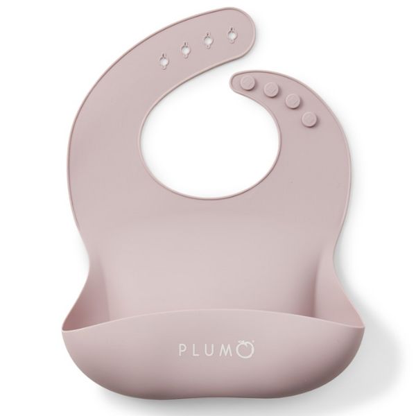 PLUM Silicone Bibs and Spoon Set 3pc Berry/Blush Pink