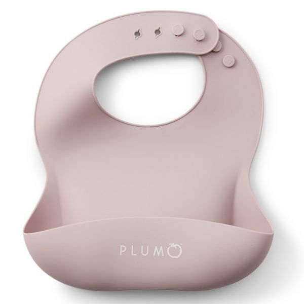 PLUM Silicone Bibs and Spoon Set 3pc Berry/Blush Pink