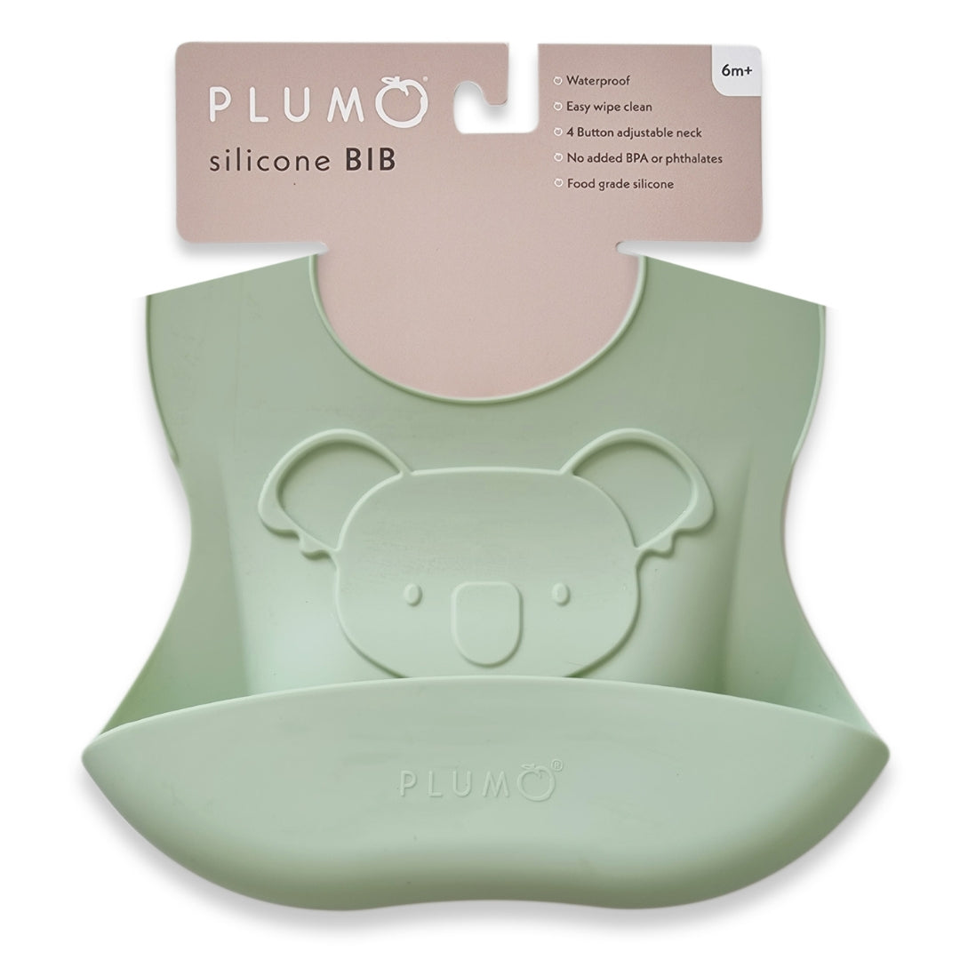 PLUM Silicone Embossed Koala Bib Olive