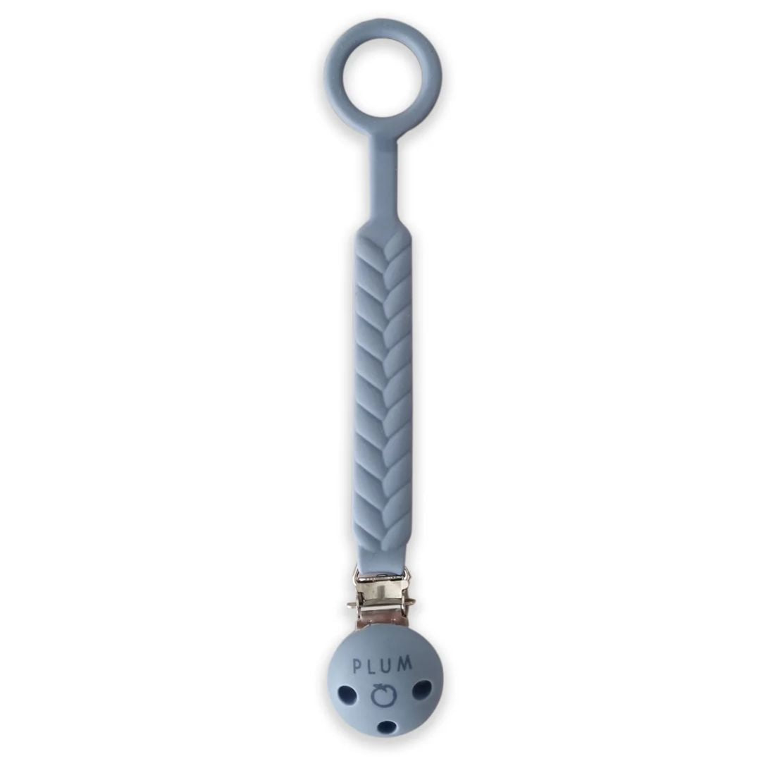 PLUM Silicone Soother Connector Steel Blue