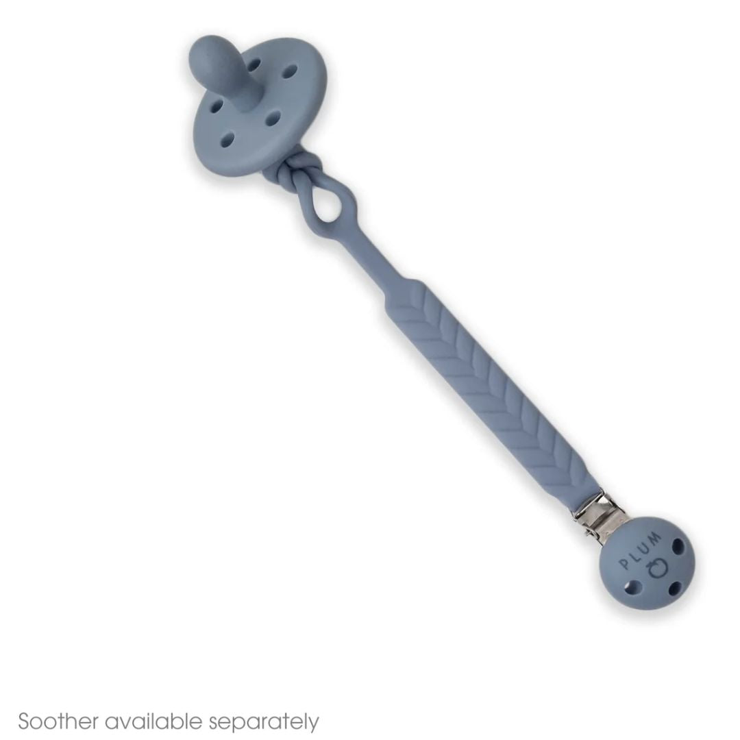 PLUM Silicone Soother Connector Steel Blue