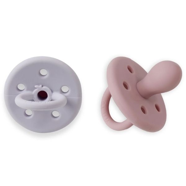 PLUM Silicone Soothers 0-6m 2pk Dusty Berry & Lilac