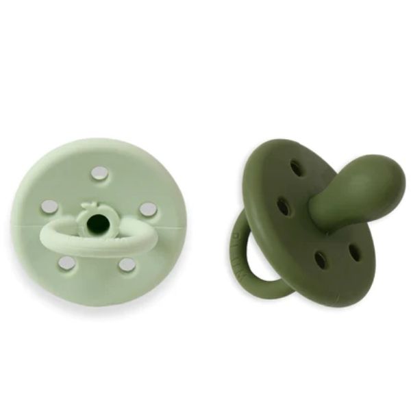PLUM Silicone Soothers 0-6m 2pk Olive & Pesto