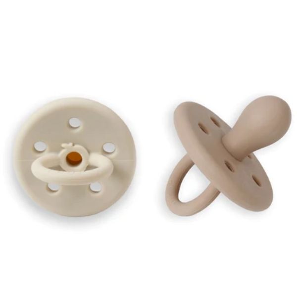 PLUM Silicone Soothers 0-6m 2pk Sand & Nutmeg