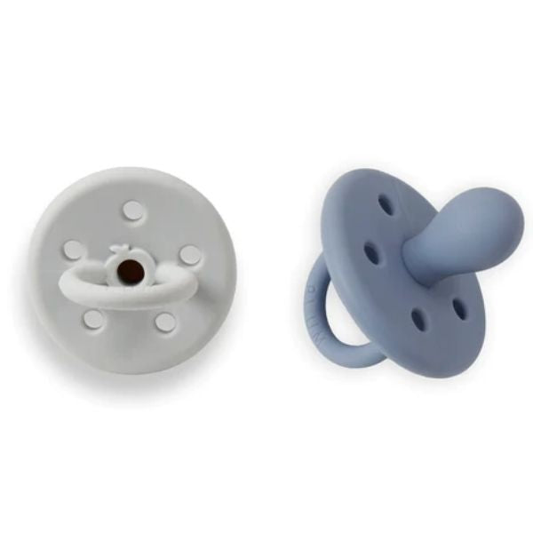 PLUM Silicone Soothers 0-6m 2pk Steel Blue & Ash
