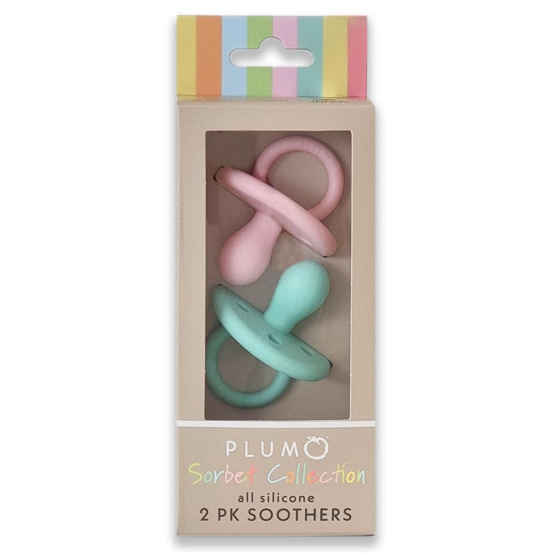 PLUM Sorbet Silicone Soothers 2pk Size 0-6 Months Strawberry/Mint