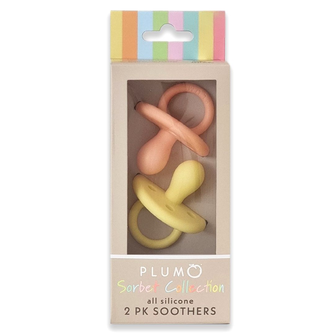 PLUM Sorbet Silicone Soothers 2pk Size 0-6 Months Mango/Lemon