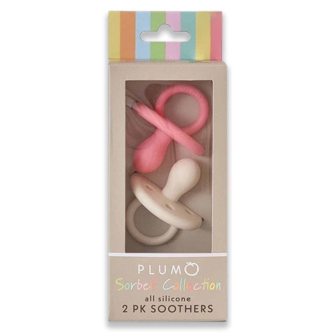 PLUM Sorbet Silicone Soothers 2pk Size 6-36 Months Watermelon/Lychee