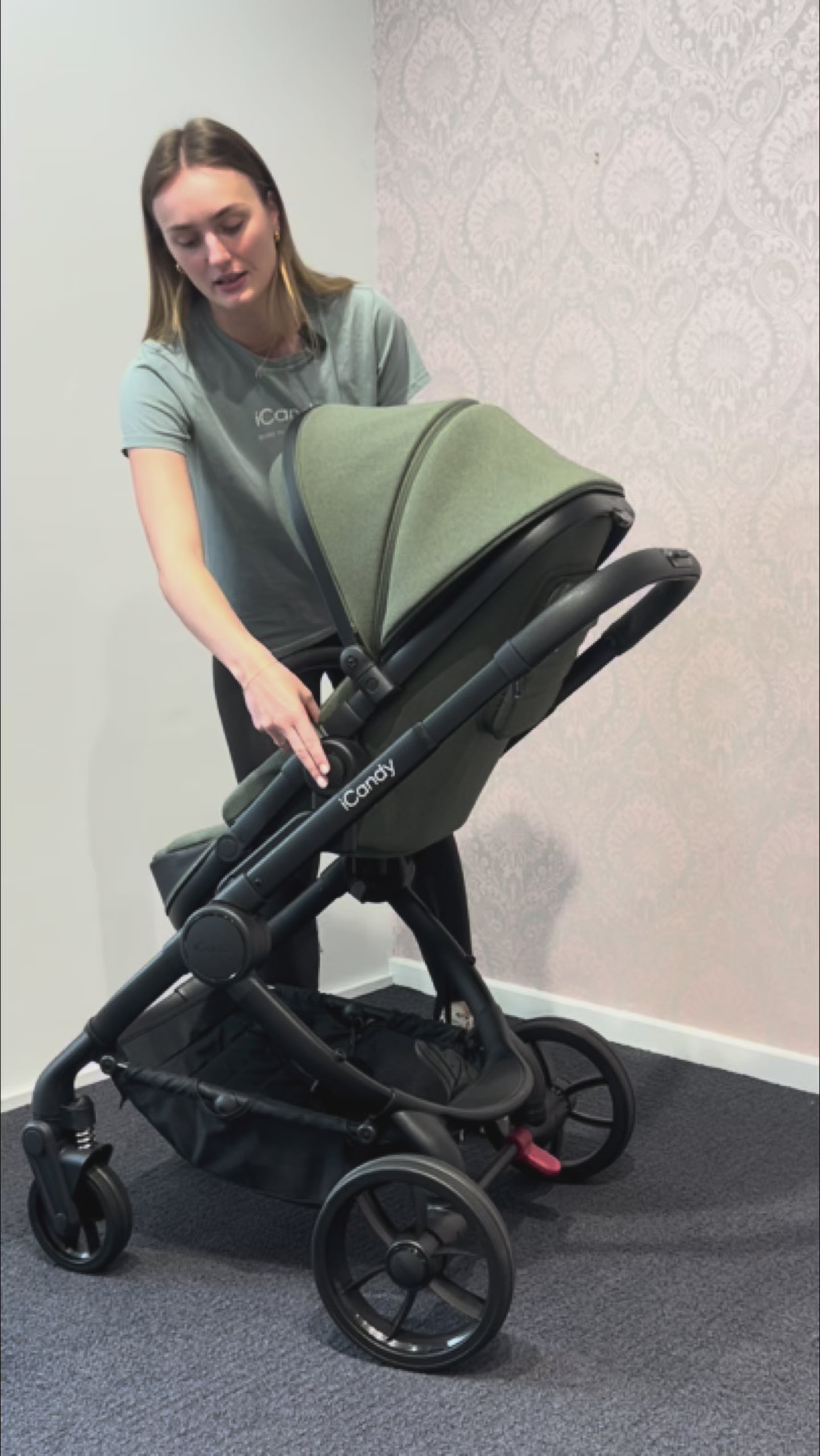 Load video: iCandy Peach 7 Pram Coco TRAVEL SYSTEM (includes Maxi Cosi Infant Carrier with Base)