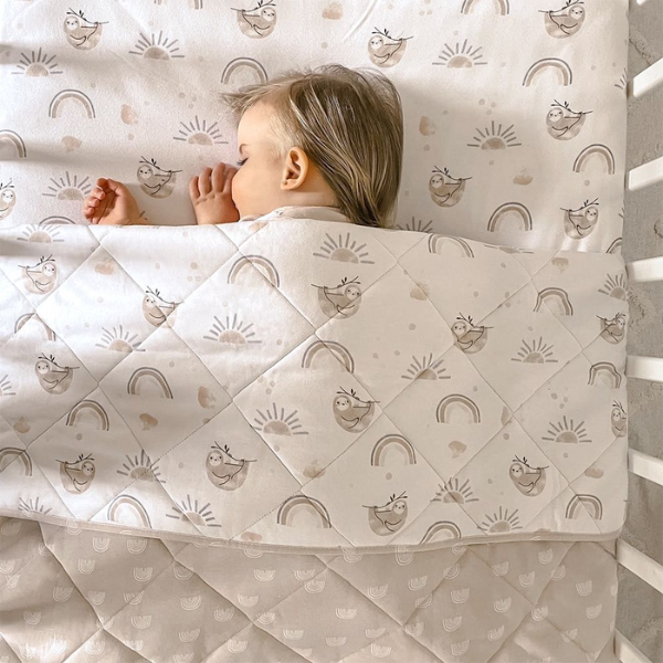 Living Textiles Reversible Jersey Cot Comforter Happy Sloth