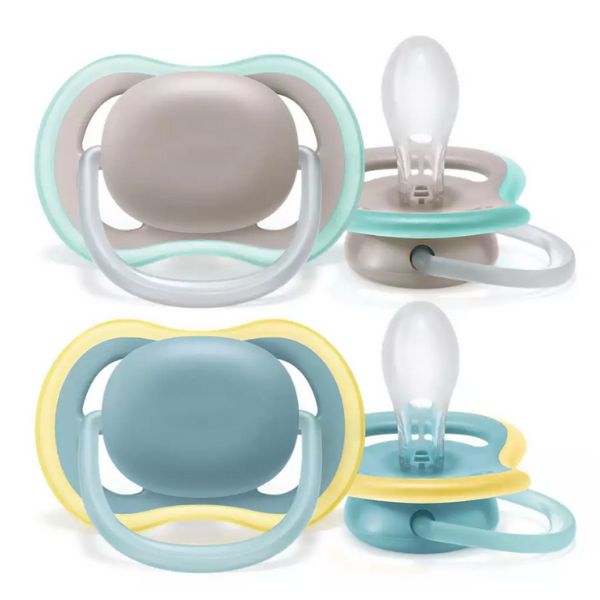 Avent Ultra Air Soothers 18+ months Grey & Green 2pk