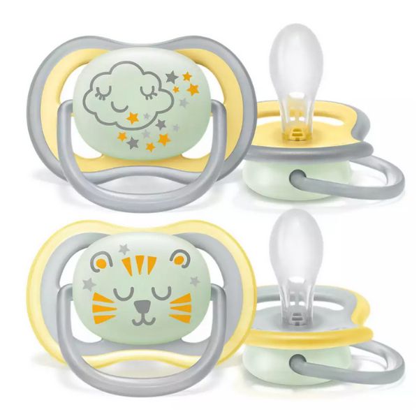Avent Ultra Air Soothers Nighttime Glow 18+ months 2pk