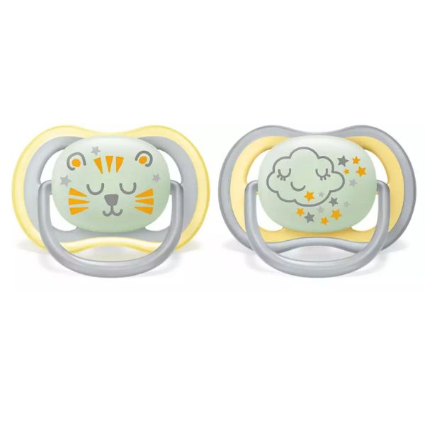 Avent Ultra Air Soothers Nighttime Glow 18+ months 2pk
