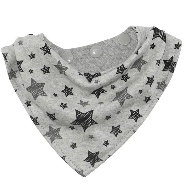Silly Billyz Jersey Bandana Bib - Grey Stars