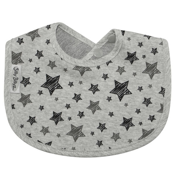 Silly Billyz Jersey Biblet - Grey Stars